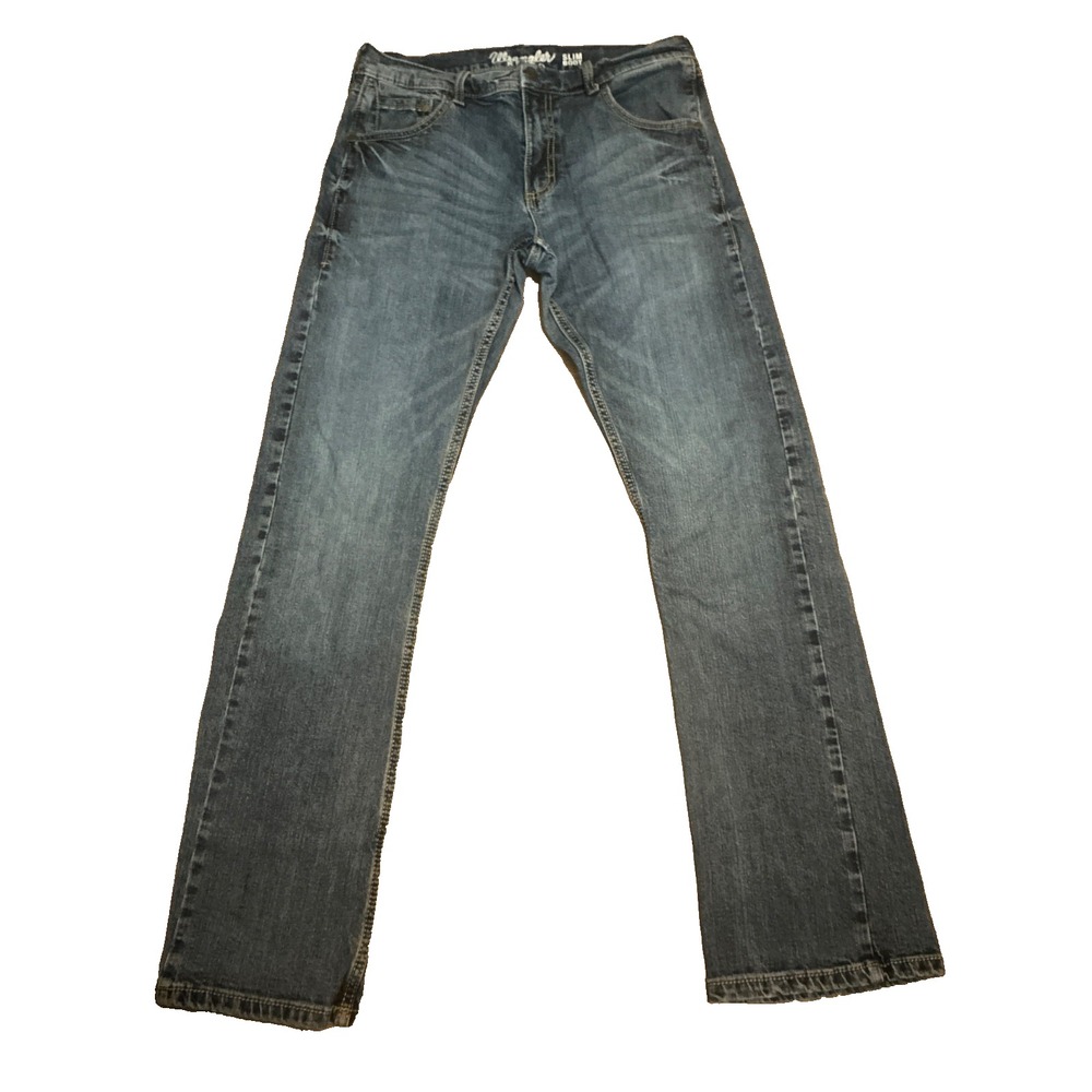 Wrangler Retro Jeans Men 32x34 Blue Slim Bootcut Western Pants Dark Wash Denim